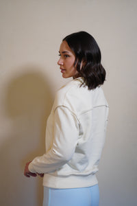 Align Quarter-Zip Top – Cream with Piping