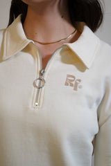 Align Quarter-Zip Top – Cream with Piping