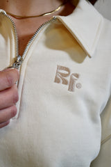 Align Quarter-Zip Top – Cream with Piping