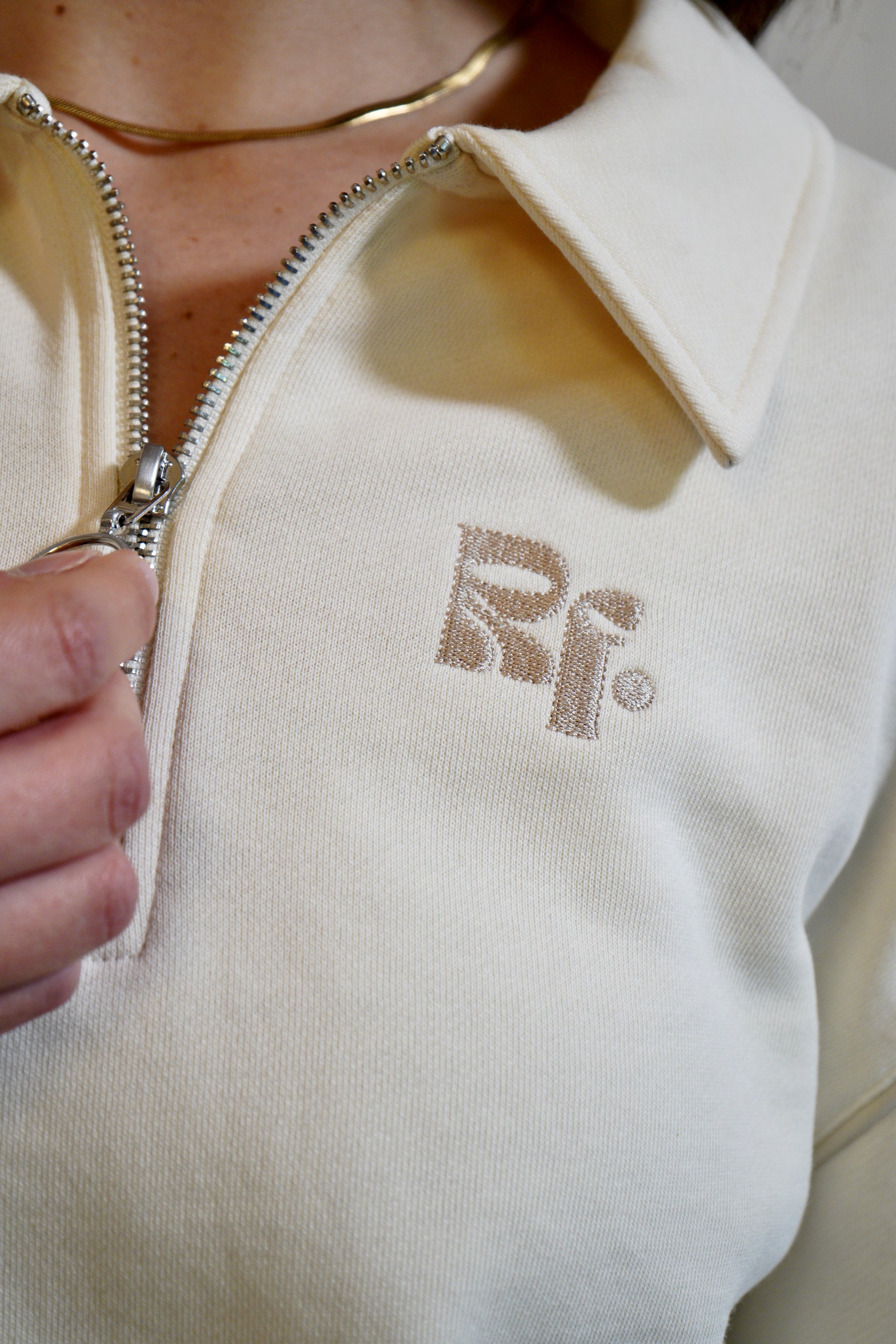 Align Quarter-Zip Top – Cream with Piping