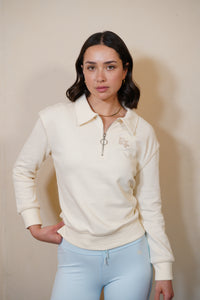 Align Quarter-Zip Top – Cream with Piping
